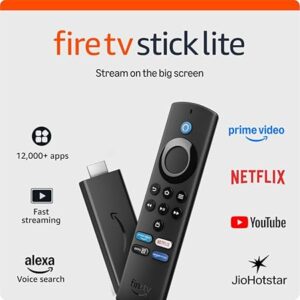 Amazon Fire TV Stick Lite with all-new Alexa Voice Remote Lite (no TV controls), HD streaming device | Now with App controls
